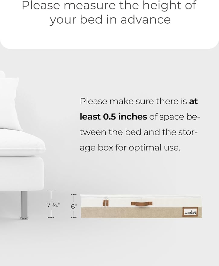 StorageWorks Large Under Bed Storage Containers with Handles and Label Holder, 2 Pack Ultra-thick Fabric Underbed Bins, Closet Organizer for Clothes, Blankets, Sweater - Image 3