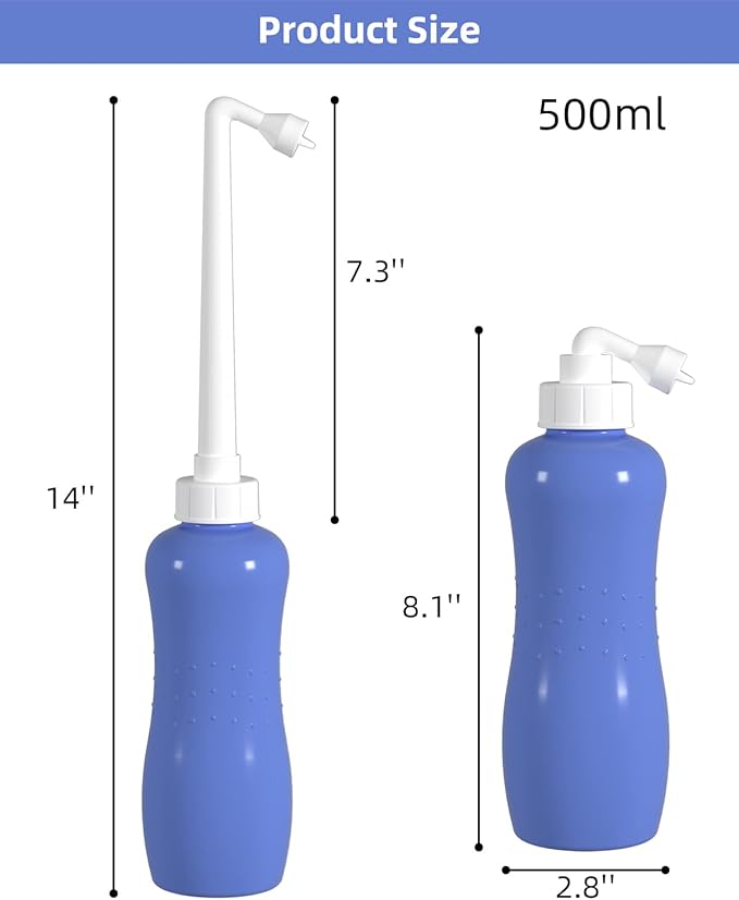 Hibbent Portable Bidet for Travel, Handheld Travel Bidet for Personal Hygiene Care, Personal Cleansing Use, Extended Nozzle, 17oz(500ml) Bathroom Toilet Spray, Purple