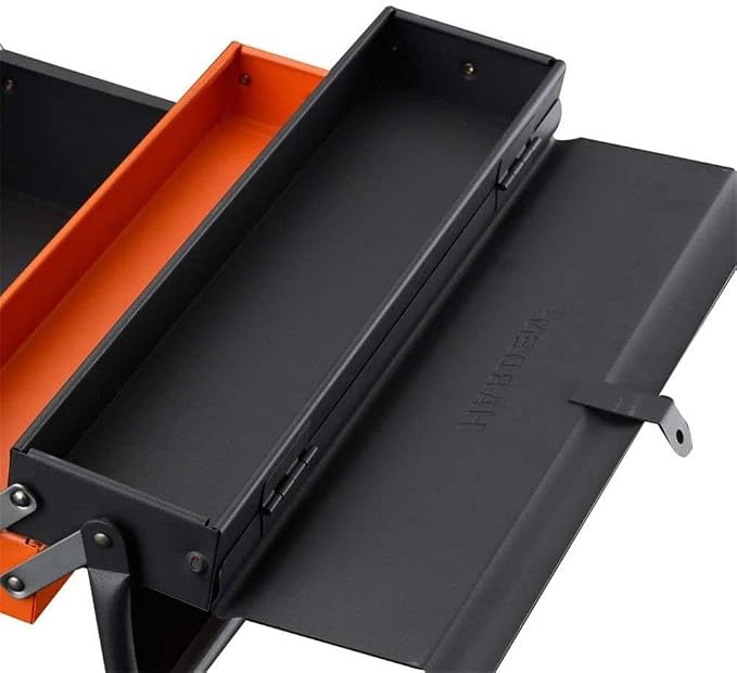 Edward Tools Portable Metal Tool Box with 3 Level Fold Out Organizer Storage - Heavy duty metal frame with smooth metal cantilever latchets - Rust/Scratch Resistant Finish - Hand Carry - Image 5