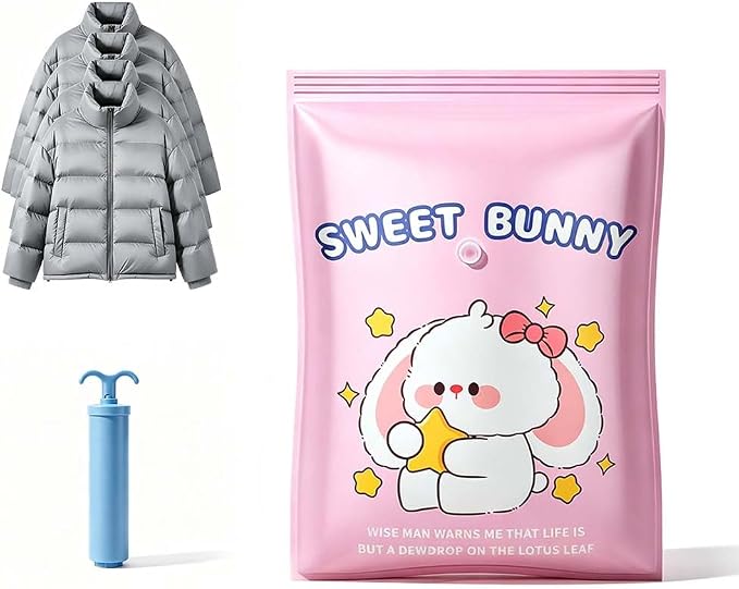 Vacuum Storage Bags with Pump, Thick Space Saver for Blanket & Comforters (Large 1pc + Vacuum Hand Pump) by VLZLQ