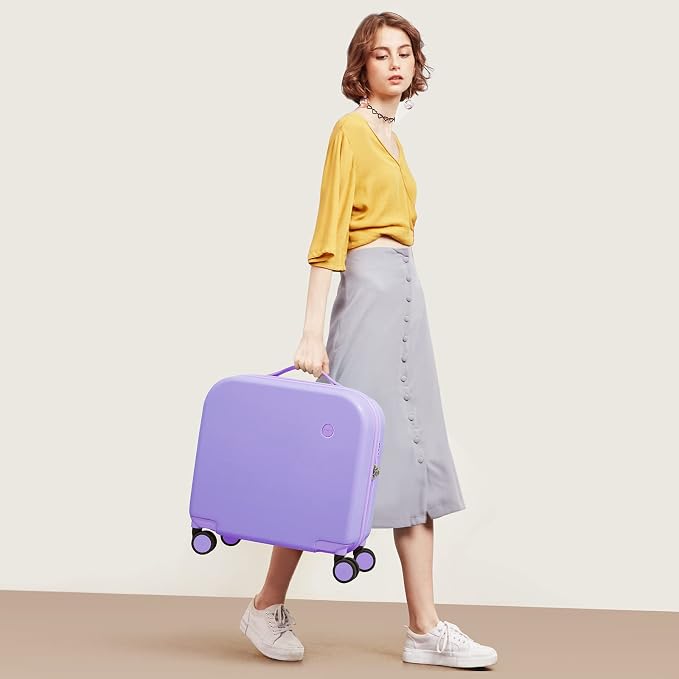mixi Carry on Luggage, Suitcase with Spinner Wheels 16in Luggage Hardshell Lightweight Rolling Suitcases PC with Cover & TSA Lock, Lilac Purple - Image 2