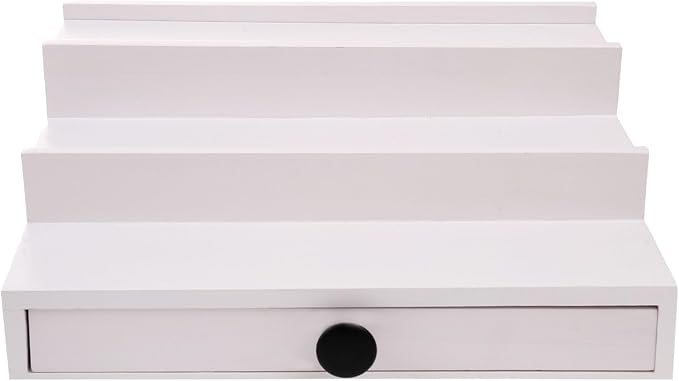 4 Tier Men's Cologne Organizer, White Wooden Display Stand with Drawer | Cologne Shelf and Rack, Perfume Tray, Hidden Storage, Multi-compartment, Dresser Display, Birthday Christmas Gift for Men - Image 5