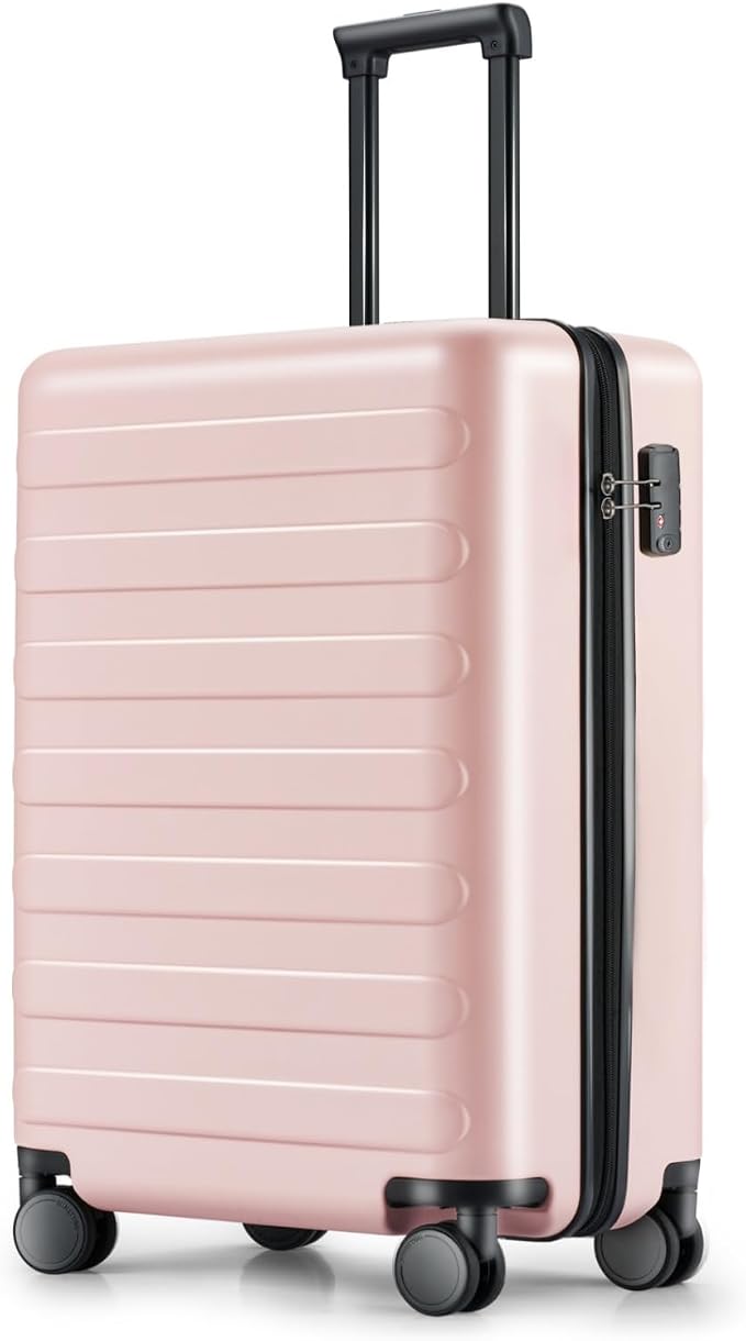 NINETYGO Carry On Luggage 22x14x9 Airline Approved, 20 Inch Luggage with Smooth Spinner Wheels, Lightweight, Hard Shell PC Suitcase Carry-On, Travel Luggage, TSA Approved (Pink, Rhine Basic) by NINETYGO