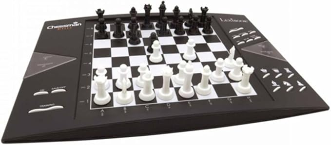 Lexibook, Chessman® Elite, Interactive Electronic Chess Game +, 64 Levels of Difficulty, LEDs, Family Child Board Game, Black/White, CG1300