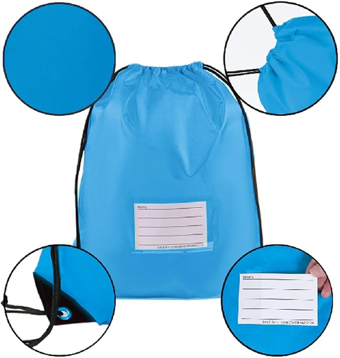 CODOBON 30 Pack Drawstring Bags,Bulk Draw String Backpack, DIY Gym Sports Cinch Bag Sackpack for Women Men, Sky Blue - Image 3