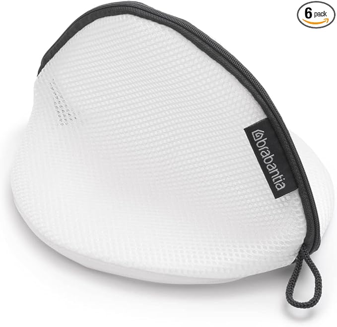 Brabantia Mesh Zip Up Laundry Bra Bag (White) for Washing Machine Delicates, Organizer Travel Bags (Pack of 6) by Unknown