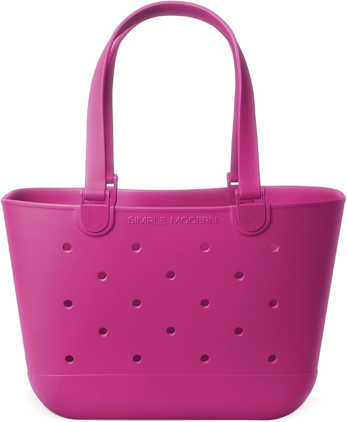 Simple Modern Large Beach Bag | Waterproof Getaway Rubber Tote with Zipper Pocket for Travel, Pool, Boat, Groceries, Sports | Zinnia by Unknown