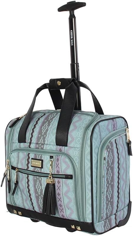 Steve Madden Designer 15 Inch Carry on Suitcase- Small Weekender Overnight Business Travel Luggage- Lightweight 2- Rolling Spinner Wheels Under Seat Bag for Women(Legends Teal) - Image 4