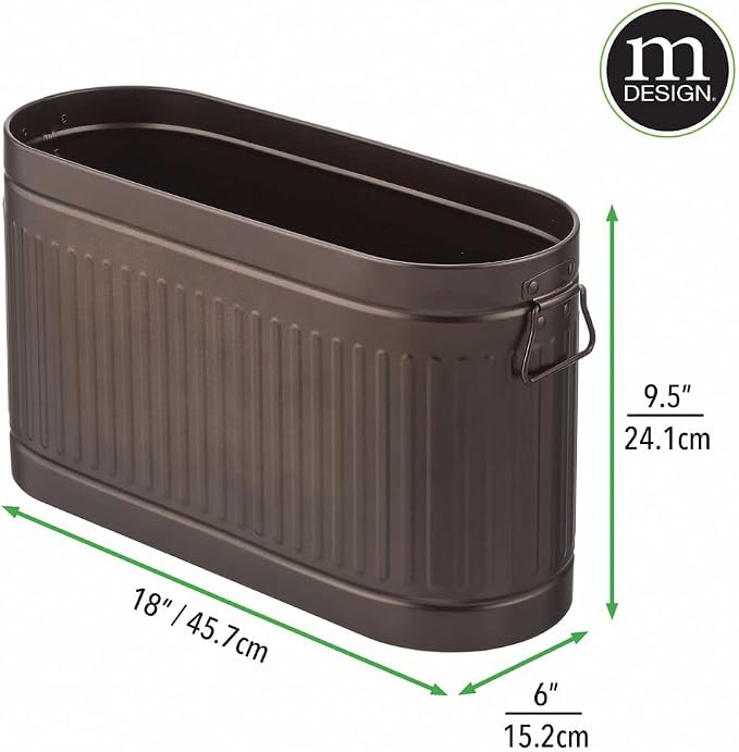 mDesign Large Steel Free Standing Toilet Paper Organizer, 6-Roll Tissue Storage Holder Container Bin for Bathroom Floor, Fits Under Sink, Vanity, Shelf, In Cabinet, or Corner Oscar Collection - Bronze - Image 6