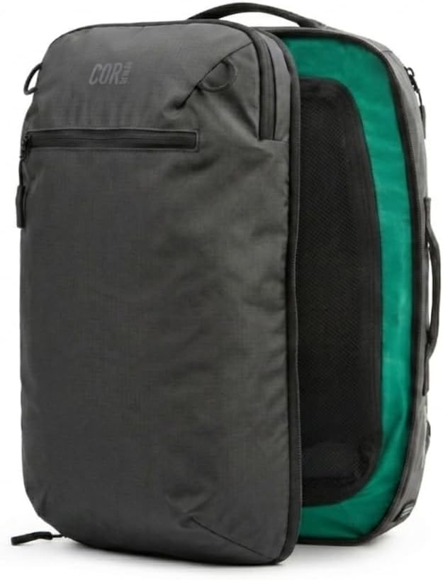 COR Surf Island Hopper 2.0 Travel Backpack, 28L Matte Black | Underseat Carry On Backpack for Men & Women, Clamshell Opening, Hidden Passport Pockets, Water Resistant, Laptop Sleeve by CORSurf