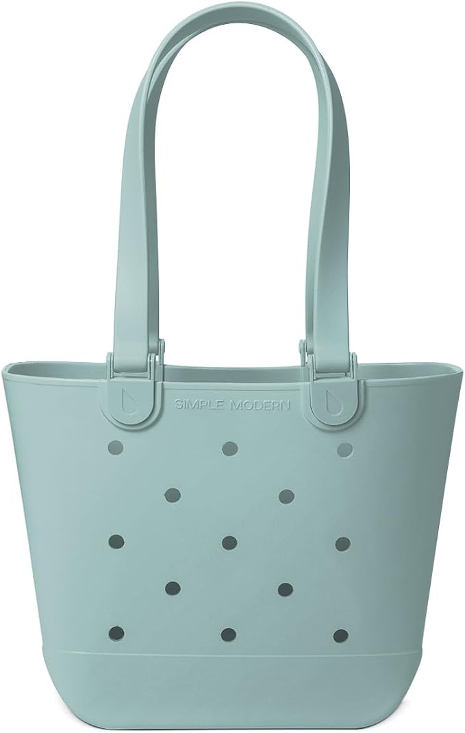 Simple Modern Medium Beach Bag | Waterproof Getaway Rubber Tote with Zipper Pocket for Travel, Pool, Boat, Groceries, Sports | Sea Glass Sage by Unknown