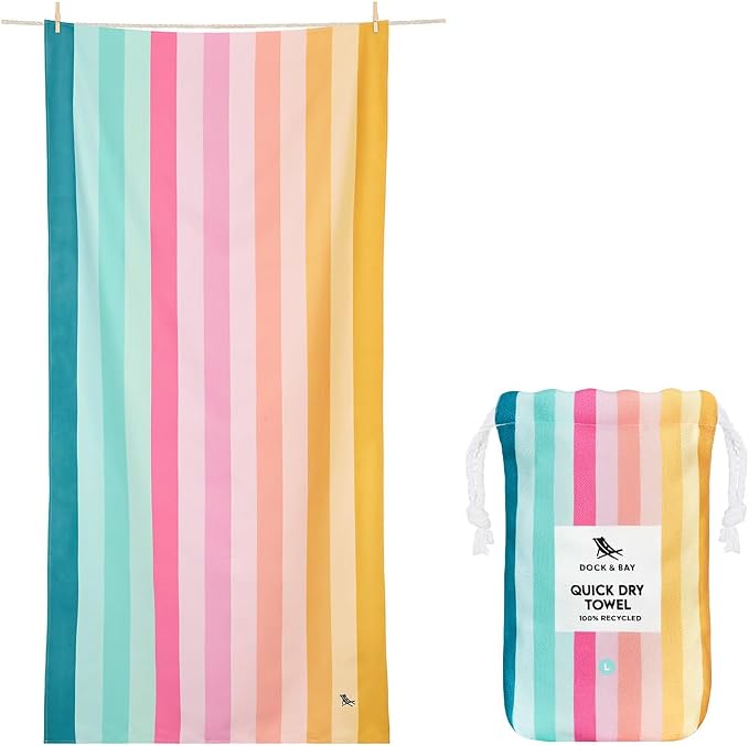 Dock & Bay Beach Towel - Quick Dry, Sand Free - Compact, Lightweight - 100% Recycled - Includes Bag - Rainbow Shores - Set of 4 - Extra Large (200x90cm, 78x35) - Image 6