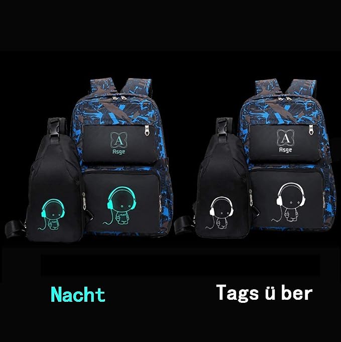Asge Backpack for School Boys Backpacks for Kids Camo Bookbag for Middle School Bags Waterproof Travel Back Pack (Blue) | Camo Design, Middle School, Waterproof, Travel - Image 2