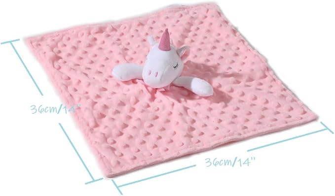 CREVENT Baby Welcome Gift Set Storage Basket with 2 Blankets+ 1 Security Blanket + 1 Taggie + 1 Gift Bag with Ribbon (Pink) - Image 6