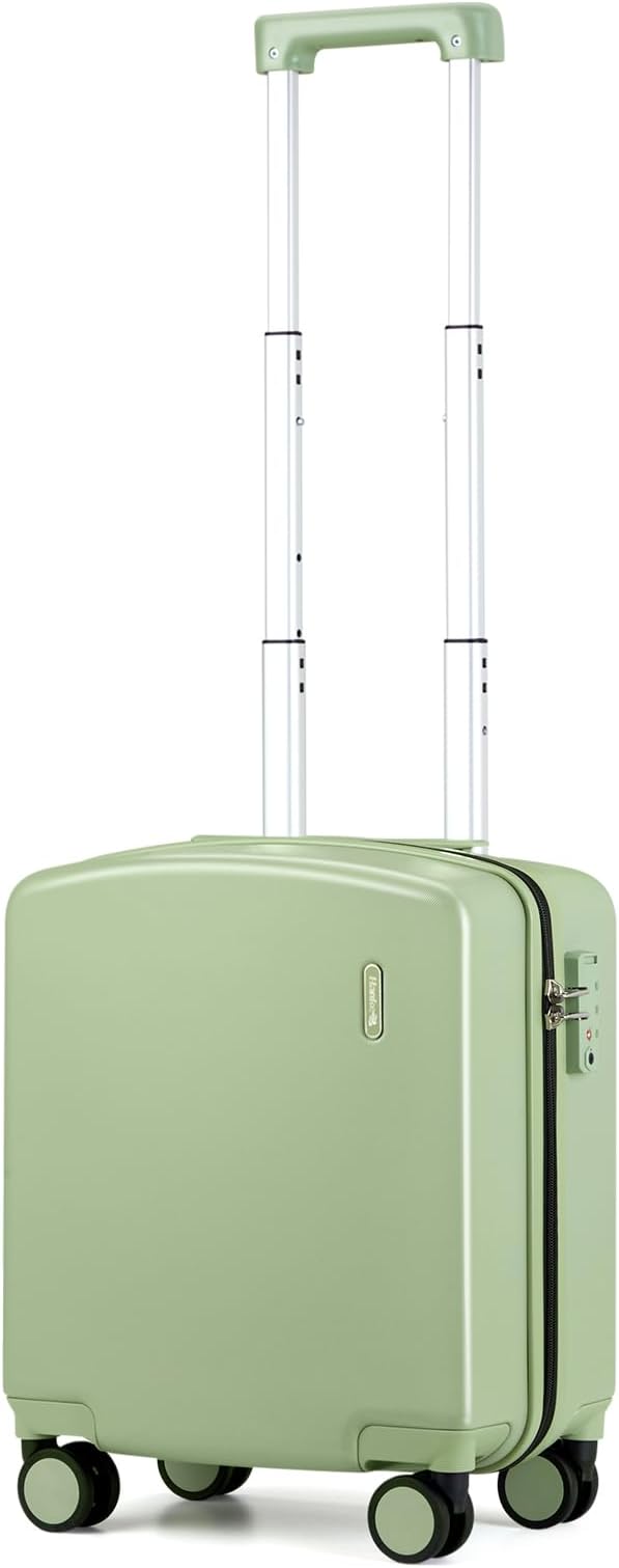 Hanke 16 Inch Underseat Carry On Luggage, Airline-Approved Hard Shell Small Suitcase with Spinner Wheels, Lightweight Tsa Lock Travel Luggage for Short Trips(Bamboo Green) by Hanke