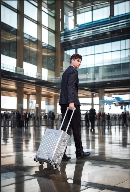 All Aluminum 20'' Luggage with Removable Spinner Wheels,Provide Spare Wheels.Carry on Luggage 22 x 14 x 9 Airline Approved Lightweight Metal Hard Shell Zipperless Suitcase - Image 3