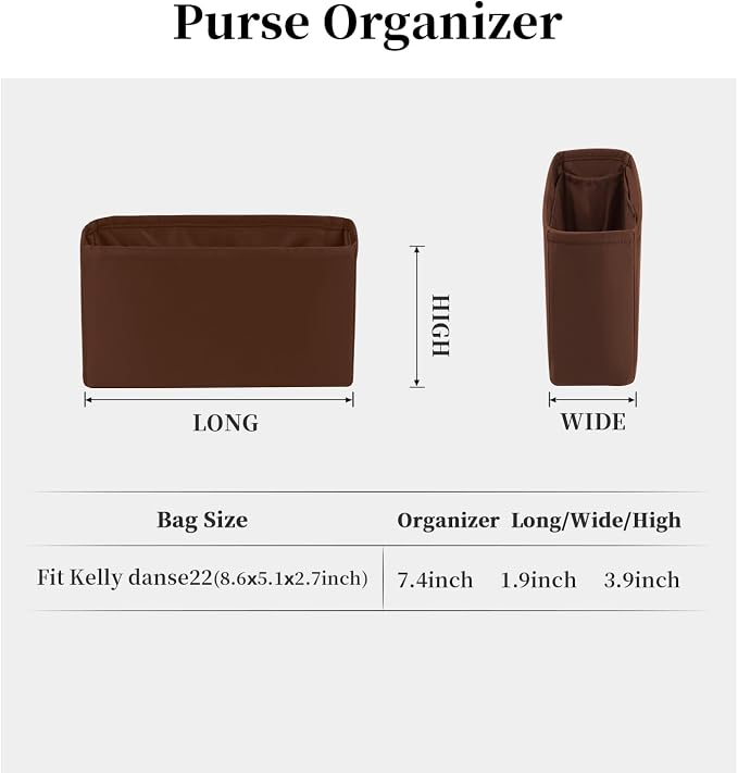 Women's Purse Organizer Insert - Satin & Lightweight Fabric with Inside Pockets, Portable for Commute, Travel, Shopping, and Evening, Multicolor Options, Fits for Kelly Danse(Gold,Danse 22) - Image 5