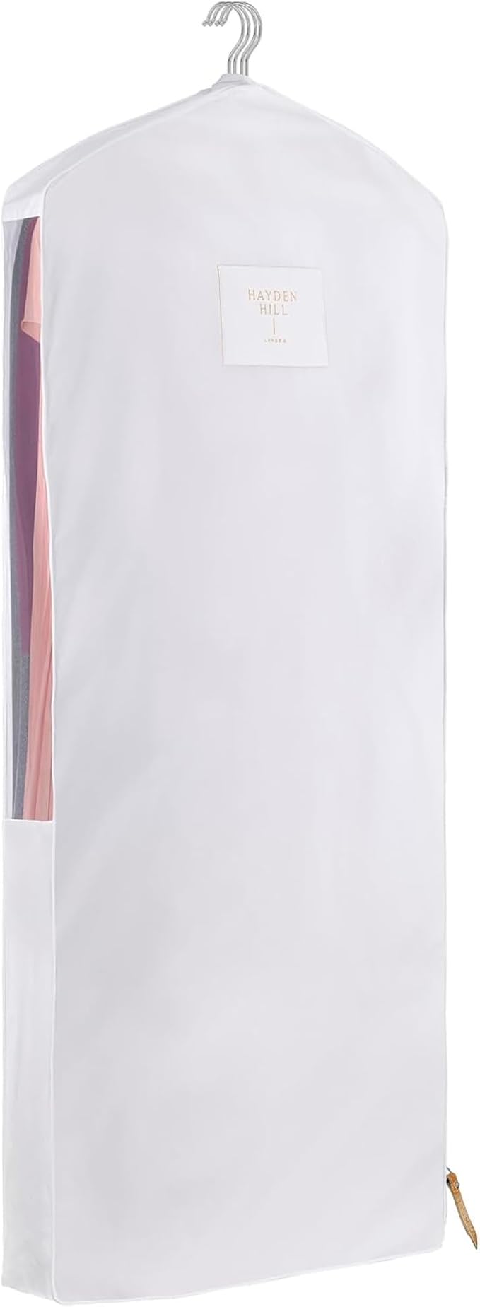 Hayden Hill Luxury Organic Cotton Garment Bag for Hanging Clothes Long 58" | Full Length Breathable Dress Bag, Moth Proof Hanging Storage Bag, For Closet Storage, Certified Carbon Neutral, White by HaydenHill