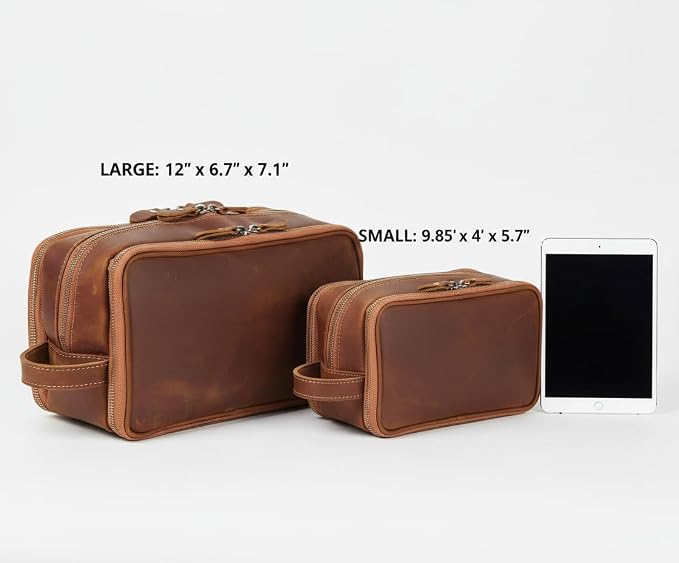 Personalized Leather Toiletry Bag for Men Travel Shaving Dopp Kit-Large Cosmetic Bags Toiletries Bathroom Organizer - Image 7