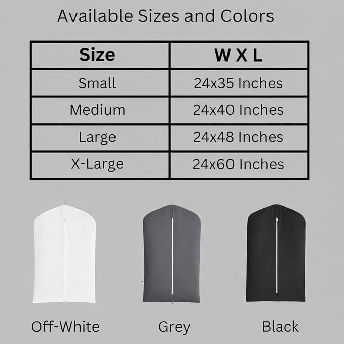 Premium 100% Cotton Garment Bags – 35" Gray Canvas Suit Cover with YKK Zipper – Breathable, Dust-Proof Storage for Suits, Coats, Dresses, Jackets & Travel/Closet Use - Image 7