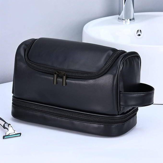 Personalized Toiletry Organizer with Bottom Compartment, Custom Name Large Travel Makeup Bag for Men & Women - Image 2