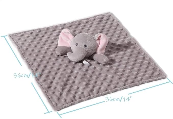 CREVENT Baby Welcome Gift Set Storage Basket with 2 Blankets+ 1 Security Blanket + 1 Taggie + 1 Gift Bag with Ribbon (Grey) - Image 7