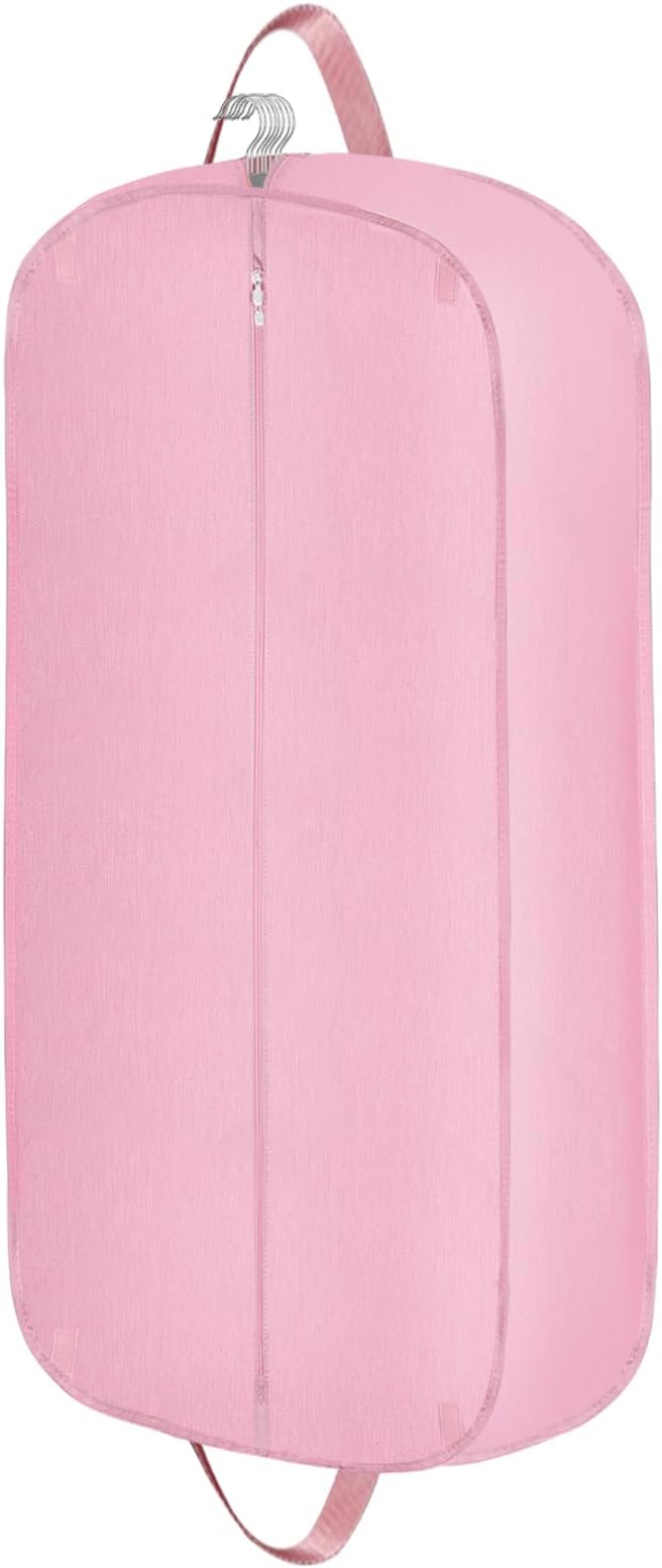 Limoomil 6" Gusseted Waterproof Garment Bag for Travel, 43" Tear Resistance Suit Bag for Men Travel for Suits, Tuxedos, Coats, Uniform. (pink, 42") by LIMOOMIL