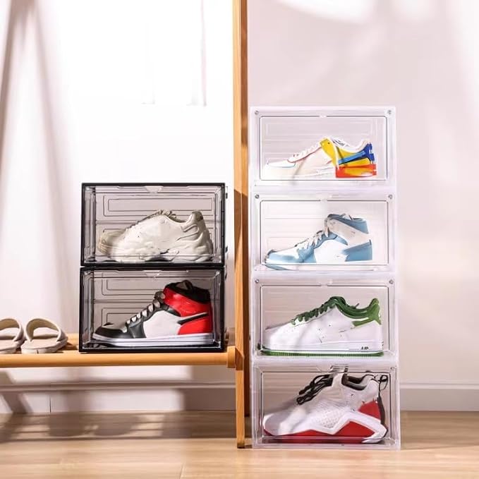 Attelite Shoe Box, Upgraded Large Clear Shoe Storage Box Stackable, 8 Pack Thicken Plastic Shoe Containers, Drop Front Large Magnetic Door,Shoe Storage Organizer for Display Sneakers - Image 2