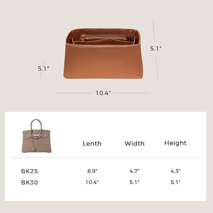 ZTUJO Silky Purse Organizer For Birkin, Luxury Purse Organizer Insert (Gold, BK30) - Image 3