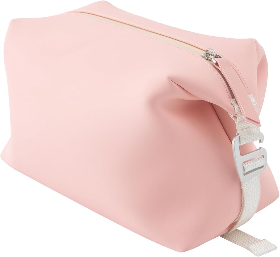 6"x 9.84" 4.5L Large Silicone Toiletry Bag,Waterproof Leakproof Foldable Travel Organizer,Dopp Kit Alternative for Men & Women,Pink by Onbagway