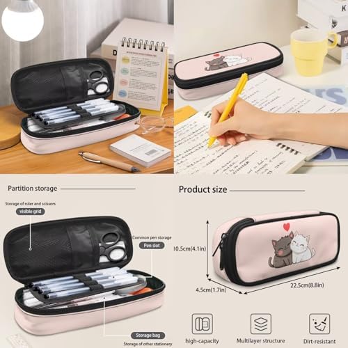 4Pcs Kid's Backpack Set Cute Cartoon Cat Schoolbag with Lunch Bag Pencil Case and Water Bottle Holder for Elementary School Bag Bookbag 17 Inch Daypack Pink - Image 6