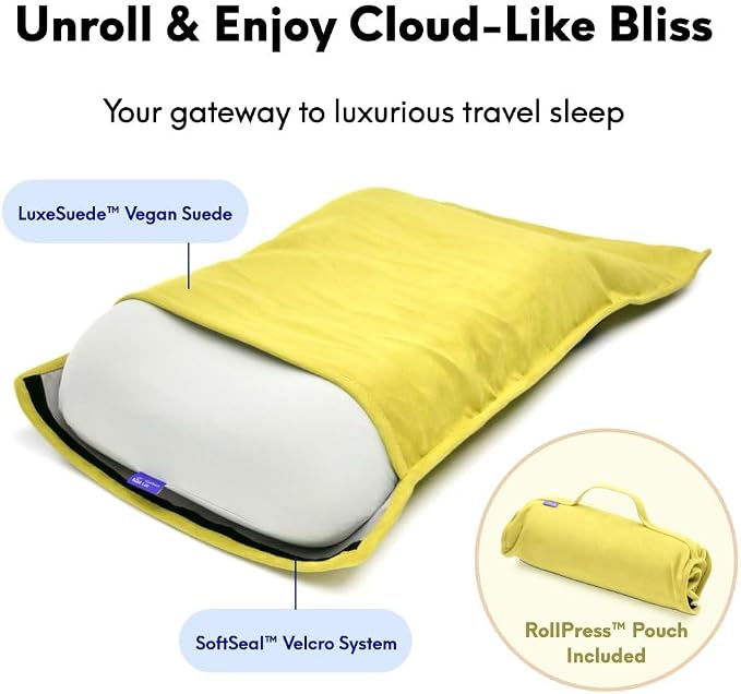 Cushion Lab Travel Deep Sleep Pillow – Compact Memory Foam Neck Pillow for Sleeping, Portable Pillow for Hotels, Camping, Side & Back Sleepers, On-the-Go – Spark - Image 4