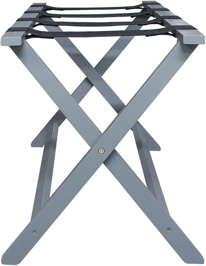 Casual Home Extra Wide Foldable Solid Wood Fully-Assembled Luggage Rack Slate Gray - Image 3