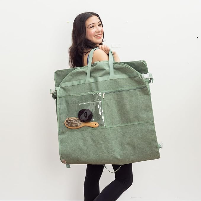 Waterproof Hanging Garment Bag 52 inch Deluxe Clothes Bag with Gusset, 4 Pockets & Side Zip for Dance Costumes, Sports, Skating, Theatre, Beauty Pageants & More by Kendall Country (Moss) - Image 7
