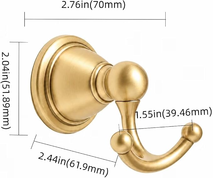 khtumeware 4 Pack Champagne Bronze Robe Hooks Wall-Mounted Heavy-Duty Towel Hooks, Zinc Alloy Bathroom Coat Hooks and Suitable for Hanging Towels, Bathrobes, Clothes, Hats and Bags. - Image 2