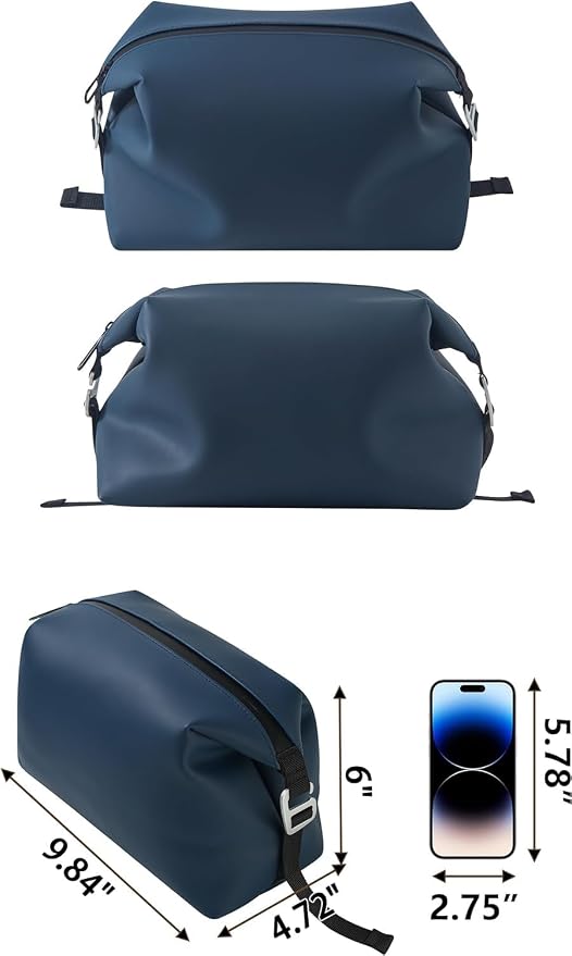 6"x 9.84" 4.5L Large Silicone Toiletry Bag,Waterproof Leakproof Foldable Travel Organizer,Dopp Kit Alternative for Men & Women,Navy Blue - Image 4