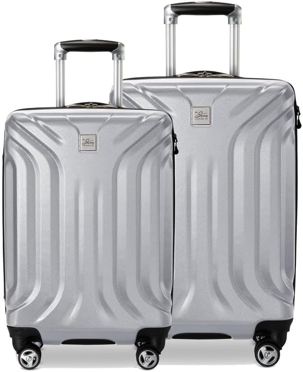 Skyway Nimbus 4.0 Expandable, Durable Hardside, 4 Wheel Spinner, Lightweight Suitcase, Unisex, Stylish, Shiny Silver, 2-Piece Luggage Set, (24" & 28") by SkywayLuggage