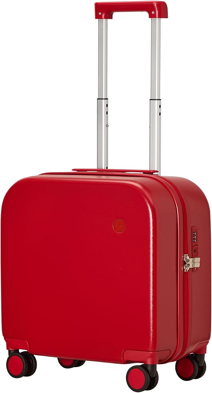 mixi Carry on Luggage, Suitcase with Spinner Wheels 16in Luggage Hardshell Lightweight Rolling Suitcases PC with Cover & TSA Lock, Red by MIXI