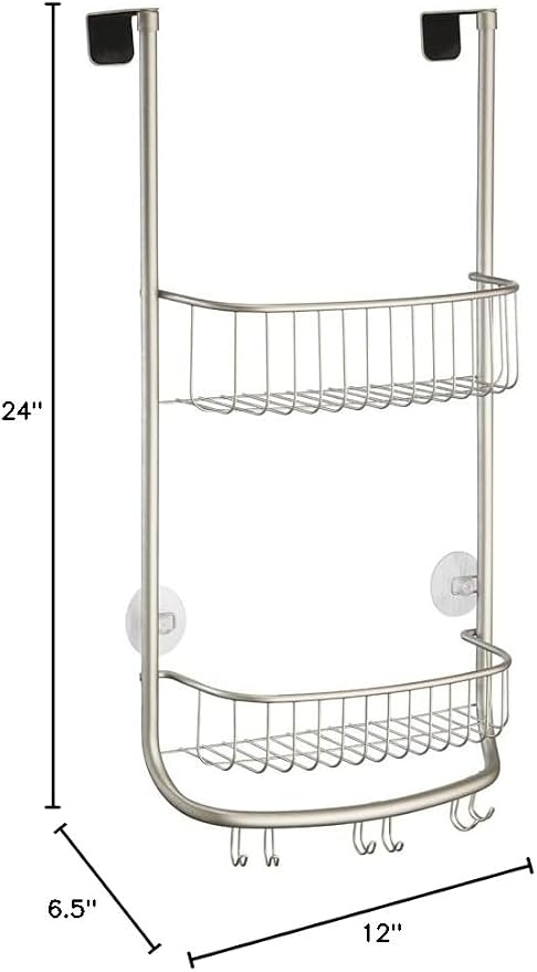 iDesign Over-the-Door Hanging Shower Caddy Organizer, The Forma Collection – 12” x 6.5” x 24”, Matte Black - Image 6