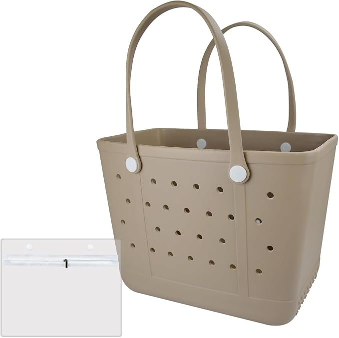 Extra Large Rubber Beach Bag Tote Bag for Women Waterproof Bag | Waterproof EVA Beach Tote with Zipper Pocket & Non-Slip Bottom | Sturdy Tote for Beach Pool Boat Groceries & Travel by UeKeKicg