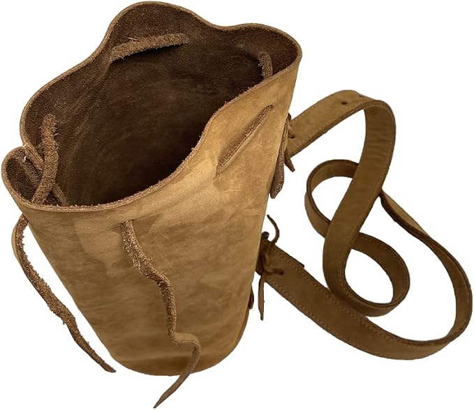 Hide & Drink Durable Leather Wine Carrier Handmade (Toffee Suede) - Image 5