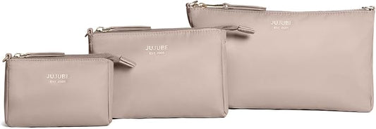 JuJuBe New 3-Piece Pouch Set, Diaper Bag Organizing Pouches, Convertible to Small Purse with Crossbody Strap, Zipper Cosmetic Pouch, Large, Medium, and Small, Taupe, Mothers Day Gift by JuJuBe