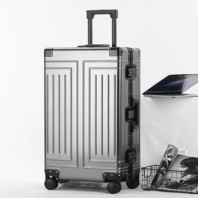 All Aluminum Carry On Luggage，Cut from Whole Aluminum Sheet，22x14x9 Airline Approved ，（3rd Generation，Premium Metal zipperless suitcase ） (grey, 26inch) - Image 4