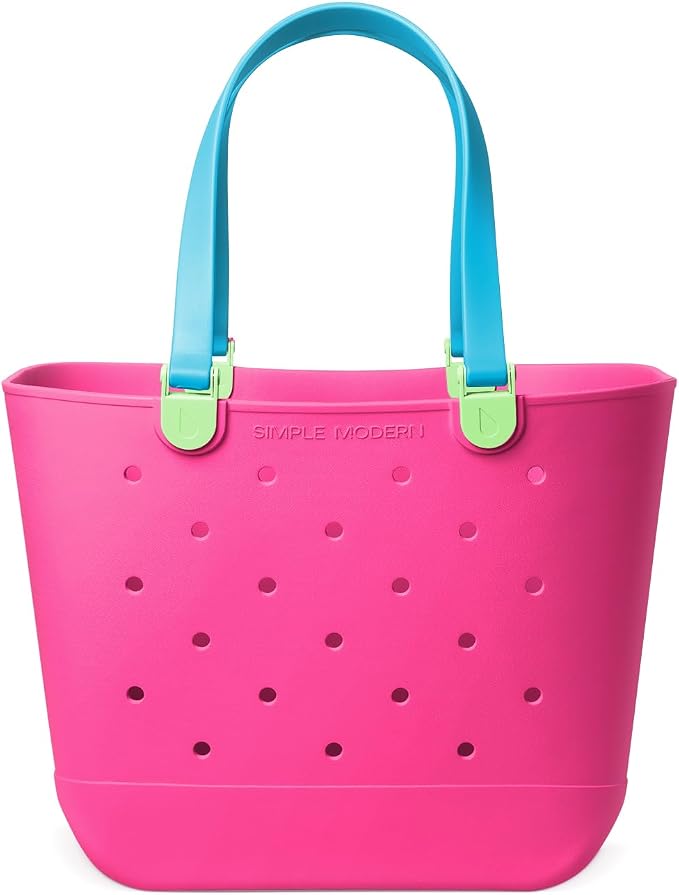 Simple Modern Extra-Large Beach Bag | Waterproof Getaway Rubber Tote with Zipper Pocket for Travel, Pool, Boat, Groceries, Sports | 80s Mix by Unknown