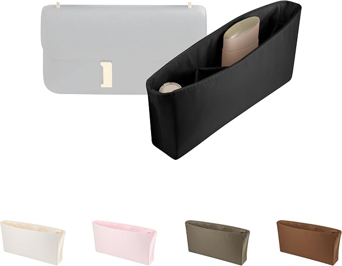 Satin Purse Organizer Insert for Constance Elan, Black | Tailored Fit, Multiple Pockets, Lightweight Satin, Purse Essentials, Ideal for Travel, Shopping, and Daily Use by KINGSINBAG