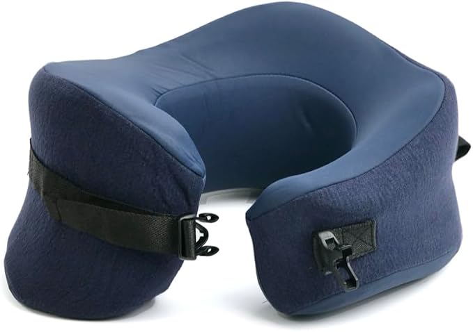 C CUSHION LAB Travel Pillow, Award-Winning Patented Ergonomic Design for Chin & Neck Support Memory Foam Neck Pillow, Compact Airplane Pillow for Traveling, Flight, Car (Navy, Large) - Image 9
