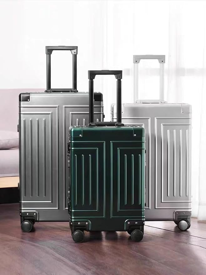 All Aluminum Magnesium Carry On Luggage，Cut from Whole Aluminum Sheet，22x14x9 Airline Approved ，（3rd Generation，Premium Magnesium Metal zipperless suitcase ） (green, 20in+26in) - Image 8