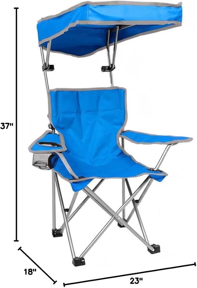 Plexon Assorted Kid’s Folding Chair with Canopy – Children’s Outdoor Chair with Sunshade, Cup Holder & Storage Bag – Random Color Received - Image 2
