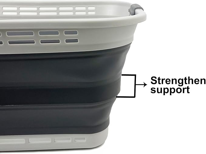 SAMMART 42L (11 gallons) Collapsible Plastic Laundry Basket - Portable Pop Up Storage Container/Organizer - Portable Hamper - Space Saving Easy Storage (Grey/Steel Grey (Set of 2)) - Image 4