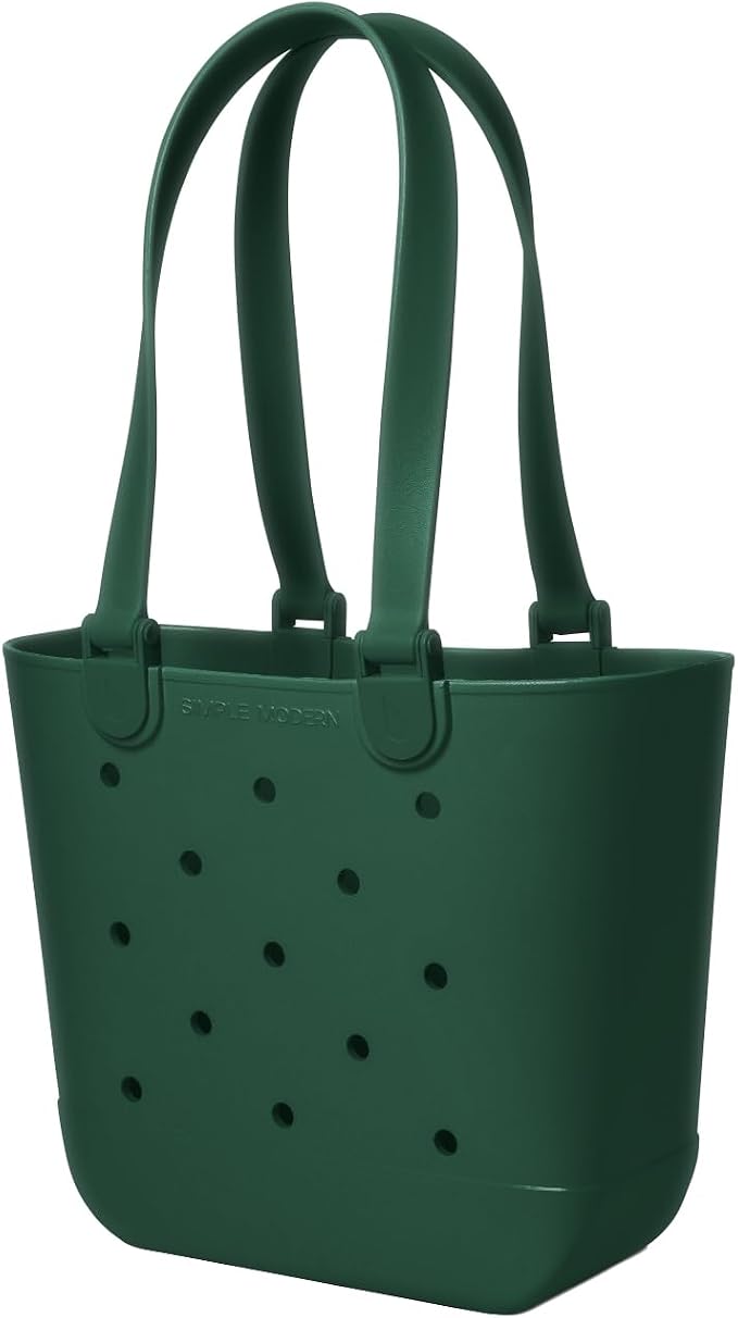 Simple Modern Medium Beach Bag | Waterproof Getaway Rubber Tote with Zipper Pocket for Travel, Pool, Boat, Groceries, Sports | Forest - Image 4